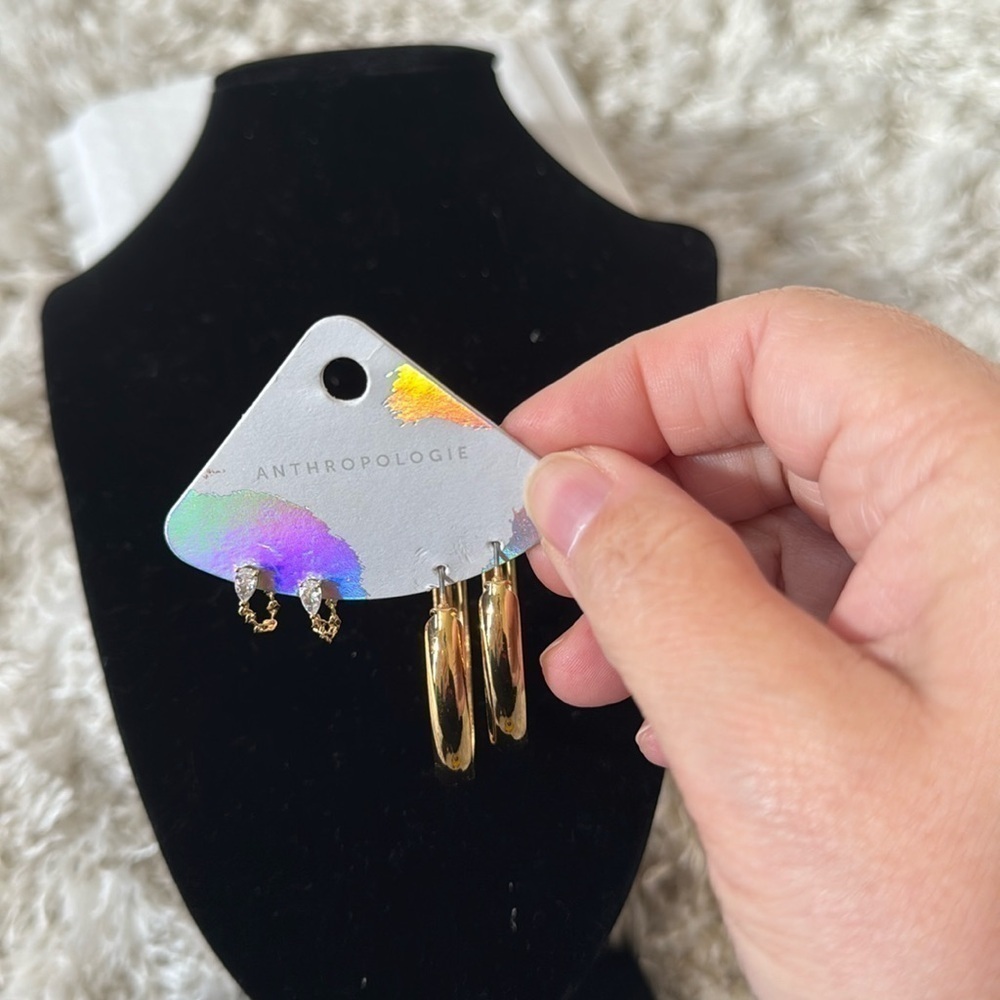 New Anthropologie two-pair set of earrings 14kt gold plated